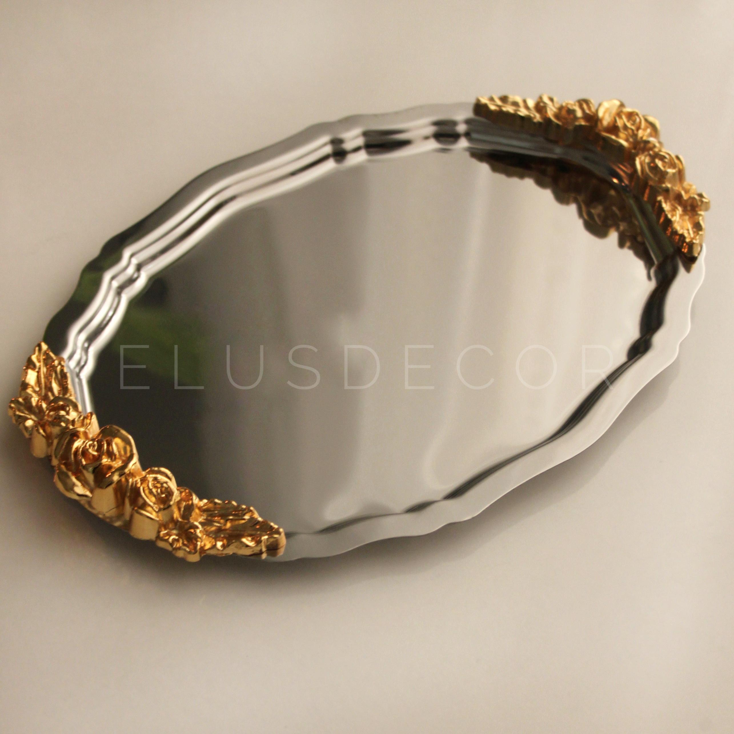 Oval Kulplu Küçük Gümüş Tepsi