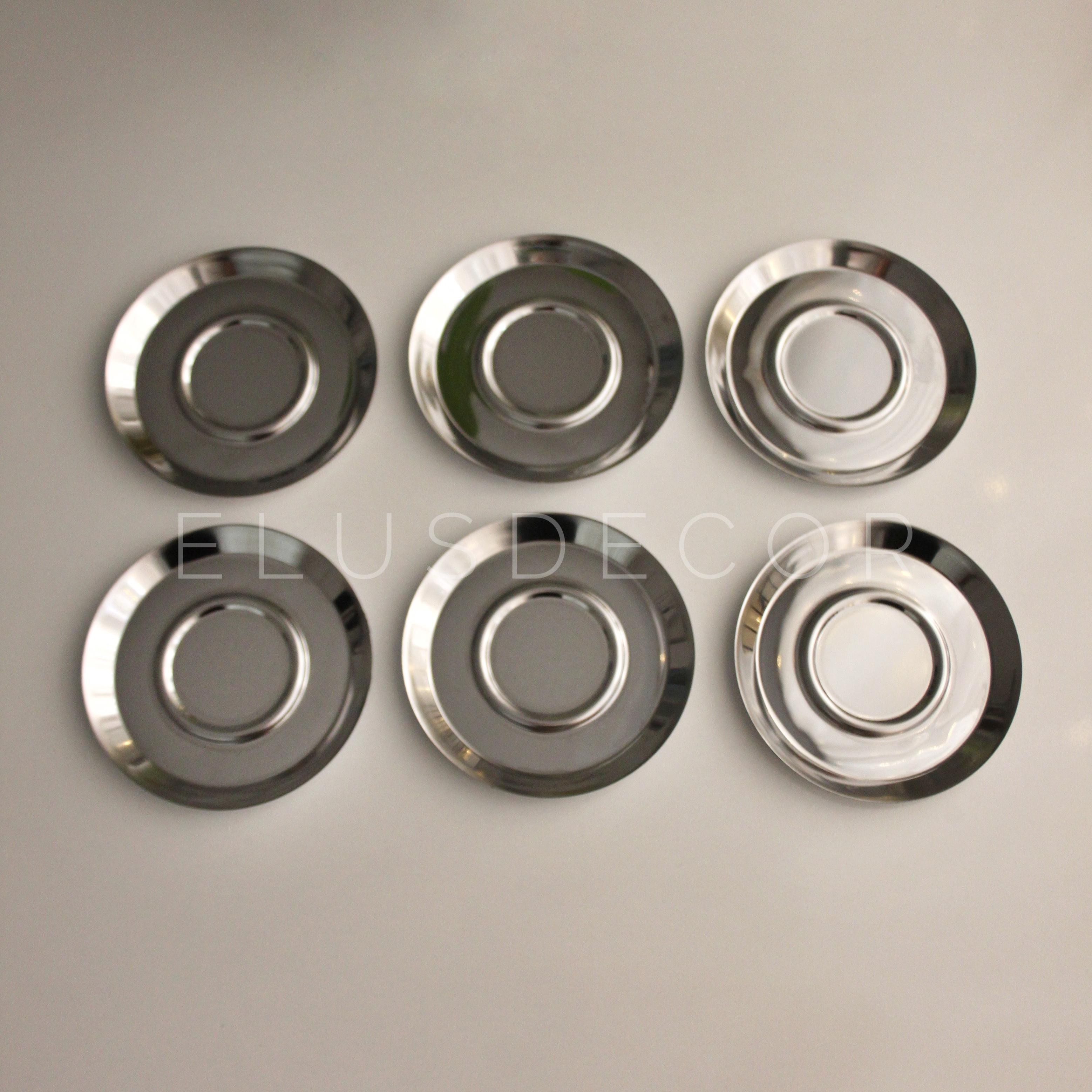 6Lı Gümüş Çay Tabağı