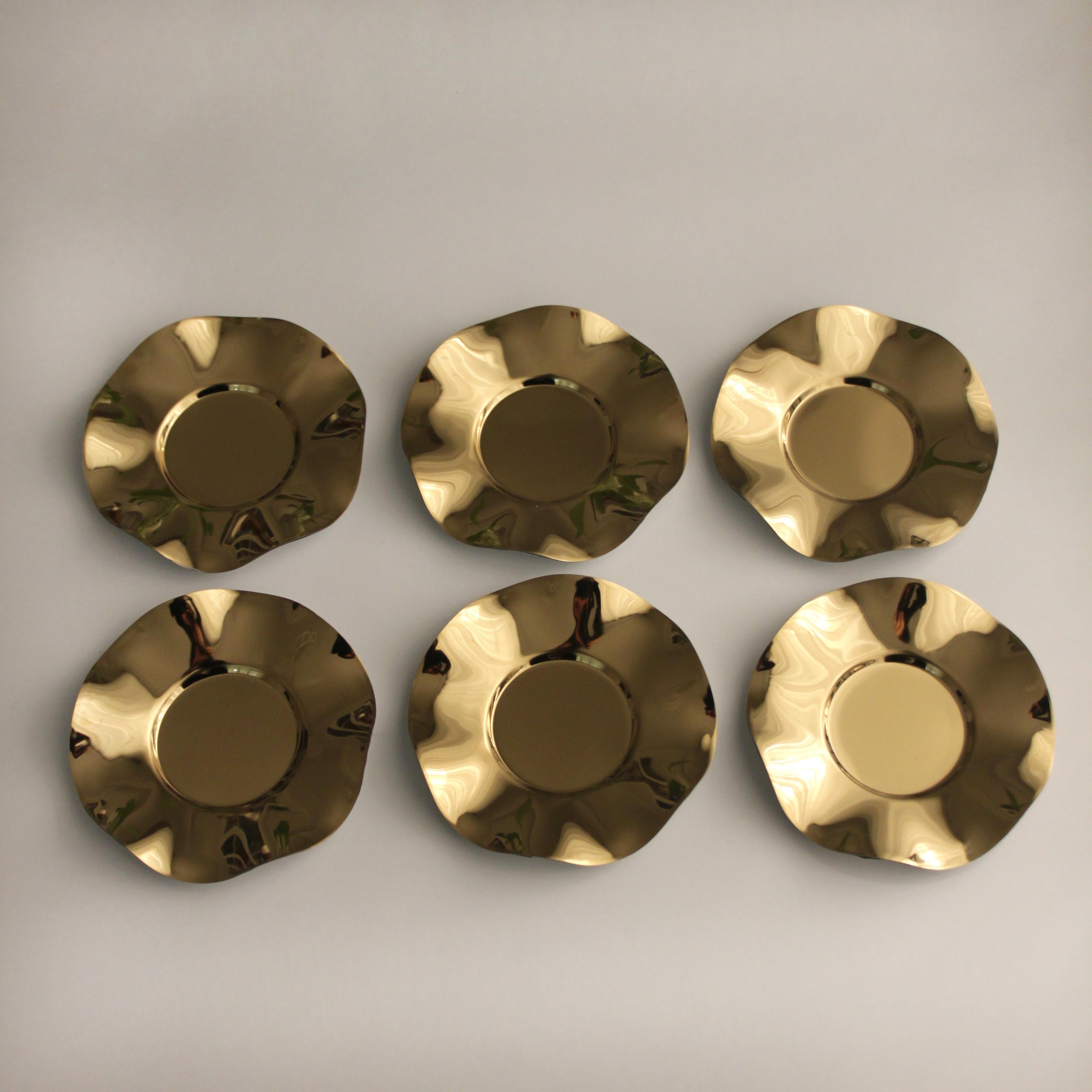 6Lı Gold Çay Tabağı